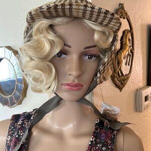 Vintage  Wool Plaid Double Bill Ear Flaps /w Tie hat (Sherlock hat)